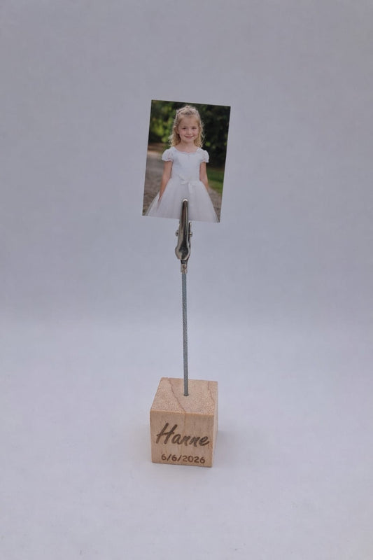fotohouder houten blokje met knijper met foto