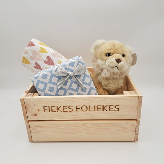 Houten krat met gravure