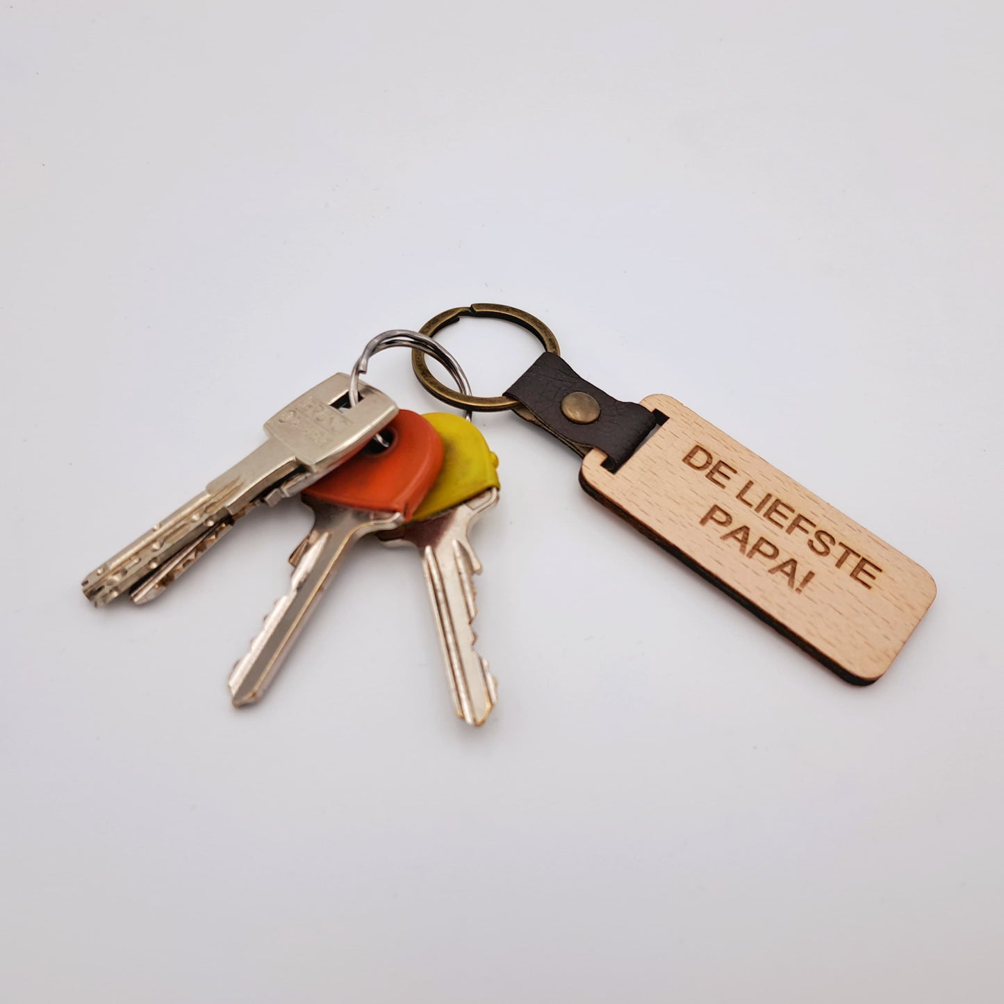 Houten sleutelhanger met gravure