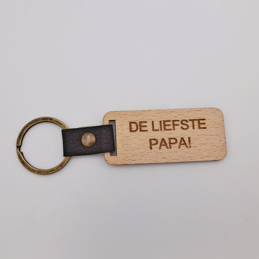 Houten sleutelhanger met gravure