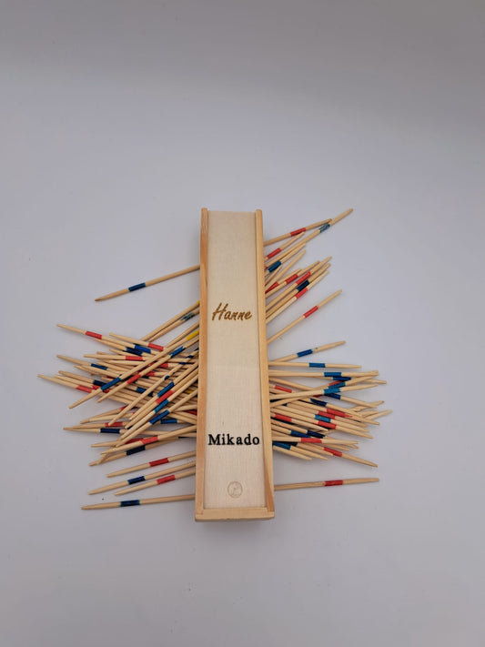 Mikado in houten doosje met naam