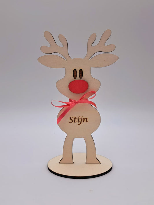 Houten Rendier met gegraveerde naam